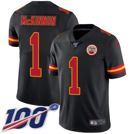 Nike Chiefs #1 Jerick McKinnon Black Men's Stitched NFL Limited Rush 100th Season Jersey