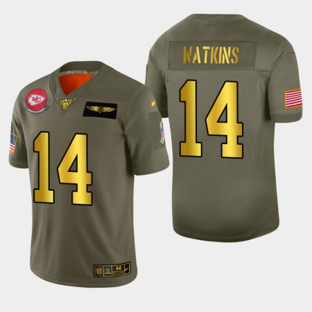 Kansas City Chiefs #14 Sammy Watkins Men's Nike Olive Gold 2019 Salute to Service Limited NFL 100 Jersey