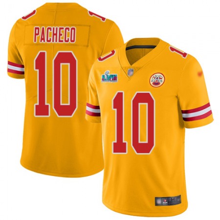 Nike Chiefs #10 Isiah Pacheco Gold Super Bowl LVII Patch Men's Stitched NFL Limited Inverted Legend Jersey