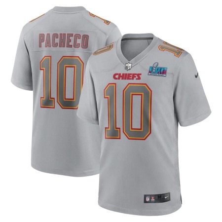 Nike Chiefs #10 Isiah Pacheco Men's Super Bowl LVII Patch Atmosphere Fashion Game Jersey - Gray