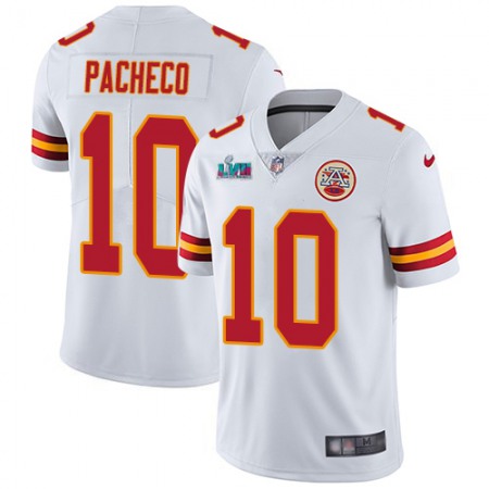 Nike Chiefs #10 Isiah Pacheco White Super Bowl LVII Patch Men's Stitched NFL Vapor Untouchable Limited Jersey