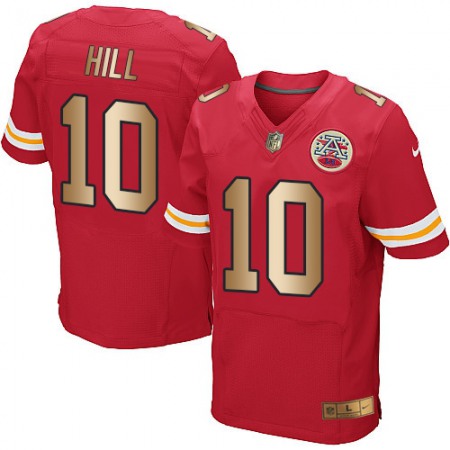 Nike Chiefs #10 Tyreek Hill Red Team Color Men's Stitched NFL Elite Gold Jersey