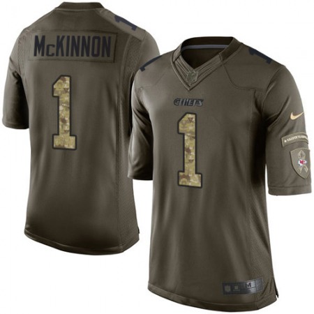 Nike Chiefs #1 Jerick McKinnon Green Men's Stitched NFL Limited 2015 Salute to Service Jersey