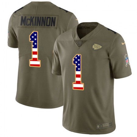 Nike Chiefs #1 Jerick McKinnon Olive/USA Flag Men's Stitched NFL Limited 2017 Salute To Service Jersey