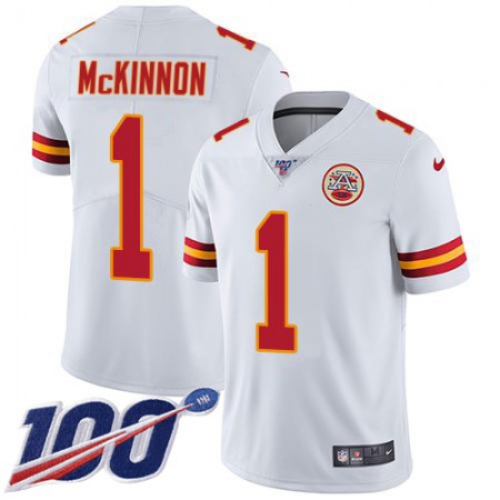 Nike Chiefs #1 Jerick McKinnon White Men's Stitched NFL 100th Season Vapor Limited Jersey