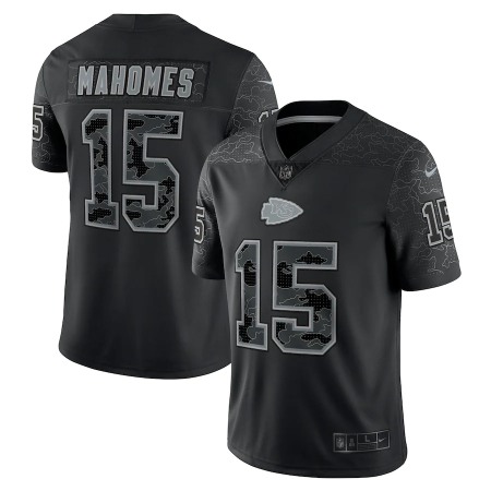 Kansas City Chiefs #15 Patrick Mahomes Black Men's Nike NFL Black Reflective Limited Jersey