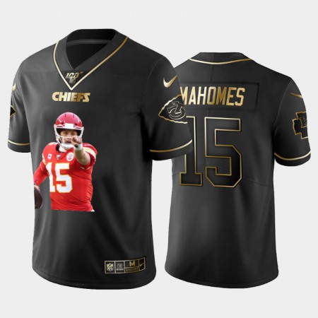 Kansas City Chiefs #15 Patrick Mahomes Nike Team Hero 1 Vapor Limited NFL 100 Jersey Black Golden