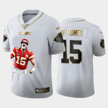 Kansas City Chiefs #15 Patrick Mahomes Nike Team Hero 1 Vapor Limited NFL 100 Jersey White Golden