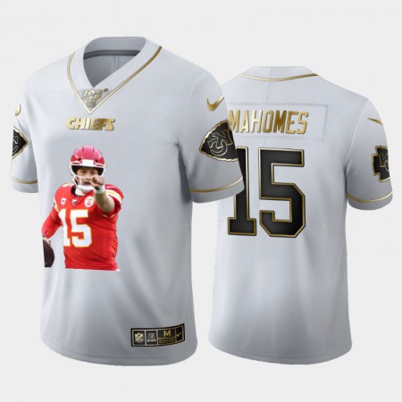 Kansas City Chiefs #15 Patrick Mahomes Nike Team Hero 2 Vapor Limited NFL 100 Jersey White Golden