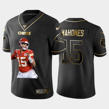 Kansas City Chiefs #15 Patrick Mahomes Nike Team Hero 3 Vapor Limited NFL 100 Jersey Black Golden