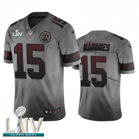 Kansas City Chiefs #15 Patrick Mahomes Smoky Gray Super Bowl LIV 2020 Men's Nike Vapor Limited City Edition NFL Jersey