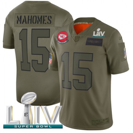 Nike Chiefs #15 Patrick Mahomes Camo Super Bowl LIV 2020 Men's Stitched NFL Limited 2019 Salute To Service Jersey