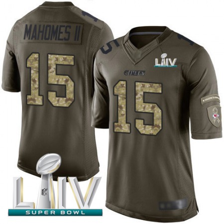 Nike Chiefs #15 Patrick Mahomes Green Super Bowl LIV 2020 Men's Stitched NFL Limited 2015 Salute to Service Jersey