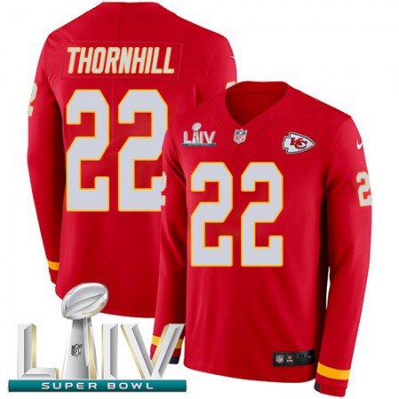 Nike Chiefs #22 Juan Thornhill Red Super Bowl LIV 2020 Team Color Men's Stitched NFL Limited Therma Long Sleeve Jersey