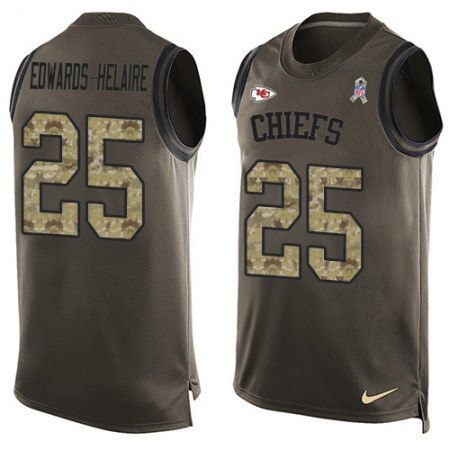 Nike Chiefs #25 Clyde Edwards-Helaire Green Men's Stitched NFL Limited Salute To Service Tank Top Jersey