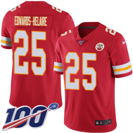 Nike Chiefs #25 Clyde Edwards-Helaire Red Team Color Men's Stitched NFL 100th Season Vapor Untouchable Limited Jersey