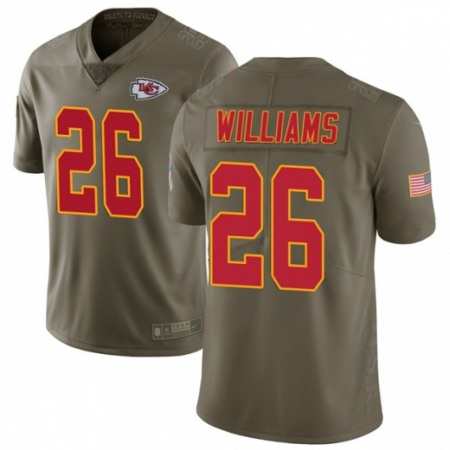 Nike Chiefs #26 Damien Williams Olive Men's Stitched NFL Limited 2017 Salute To Service Jersey