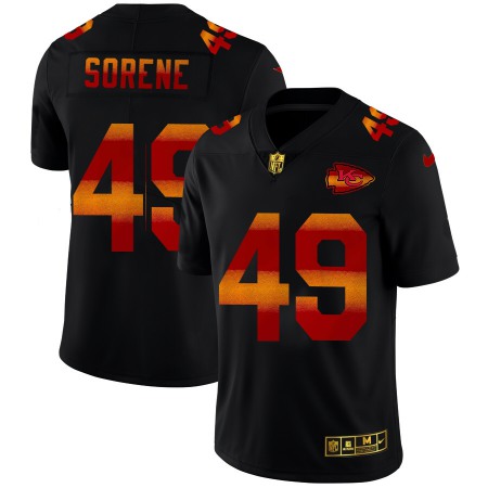 Kansas City Chiefs #49 Daniel Sorensen Men's Black Nike Red Orange Stripe Vapor Limited NFL Jersey