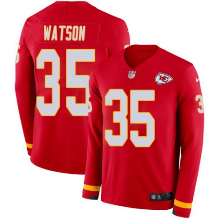 Nike Chiefs #35 Jaylen Watson Red Team Color Men's Stitched NFL Limited Therma Long Sleeve Jersey