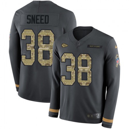 Nike Chiefs #38 L'Jarius Sneed Anthracite Salute to Service Men's Stitched NFL Limited Therma Long Sleeve Jersey