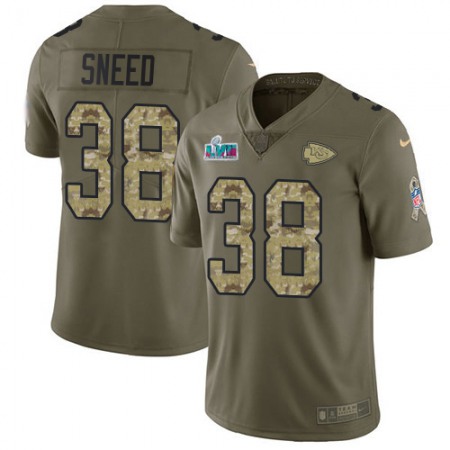 Nike Chiefs #38 L'Jarius Sneed Olive/Camo Super Bowl LVII Patch Men's Stitched NFL Limited 2017 Salute To Service Jersey