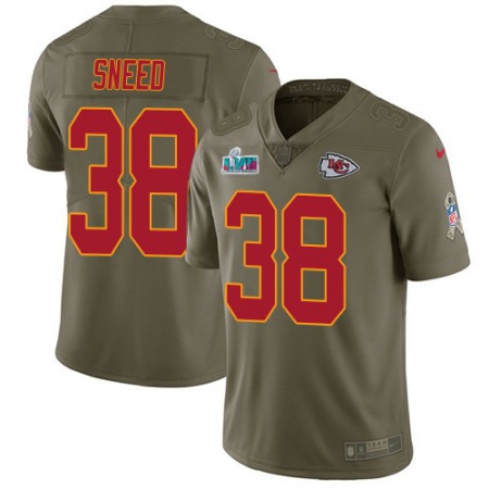 Nike Chiefs #38 L'Jarius Sneed Olive Super Bowl LVII Patch Men's Stitched NFL Limited 2017 Salute to Service Jersey