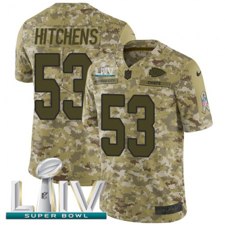 Nike Chiefs #53 Anthony Hitchens Camo Super Bowl LIV 2020 Men's Stitched NFL Limited 2018 Salute To Service Jersey