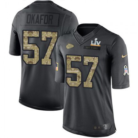 Nike Chiefs #57 Alex Okafor Black Men's Super Bowl LV Bound Stitched NFL Limited 2016 Salute to Service Jersey