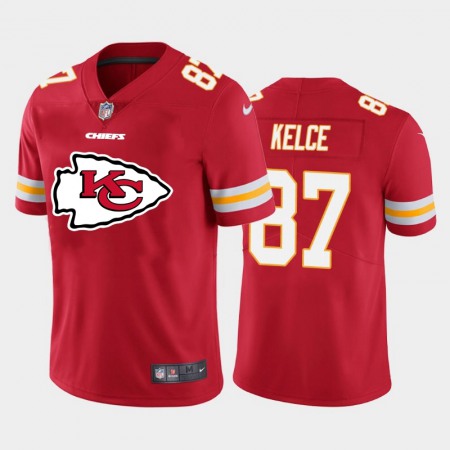 Kansas City Chiefs #87 Travis Kelce Red Men's Nike Big Team Logo Player Vapor Limited NFL Jersey