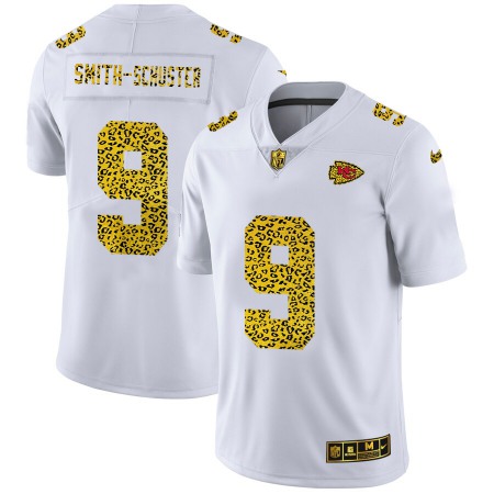 Kansas City Chiefs #9 JuJu Smith-Schuster Men's Nike Flocked Leopard Print Vapor Limited NFL Jersey White