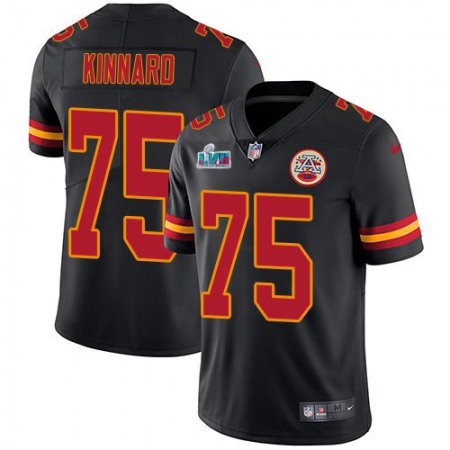 Nike Chiefs #75 Darian Kinnard Black Super Bowl LVII Patch Men's Stitched NFL Limited Rush Jersey