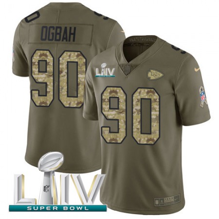 Nike Chiefs #90 Emmanuel Ogbah Olive/Camo Super Bowl LIV 2020 Men's Stitched NFL Limited 2017 Salute To Service Jersey