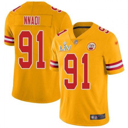 Nike Chiefs #91 Derrick Nnadi Gold Men's Super Bowl LV Bound Stitched NFL Limited Inverted Legend Jersey