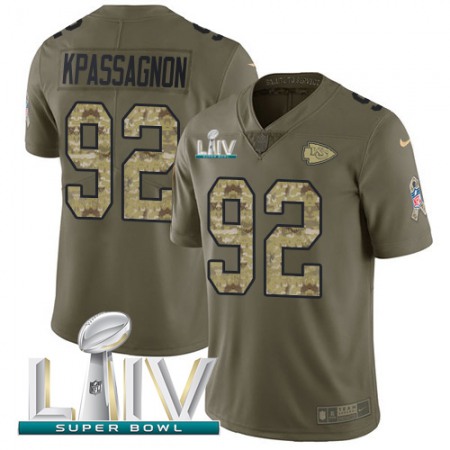 Nike Chiefs #92 Tanoh Kpassagnon Olive/Camo Super Bowl LIV 2020 Men's Stitched NFL Limited 2017 Salute To Service Jersey