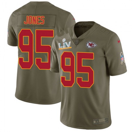 Nike Chiefs #95 Chris Jones Olive Men's Super Bowl LV Bound Stitched NFL Limited 2017 Salute To Service Jersey