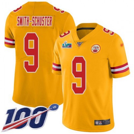 Nike Chiefs #9 JuJu Smith-Schuster Gold Super Bowl LVII Patch Men's Stitched NFL Limited Inverted Legend 100th Season Jersey