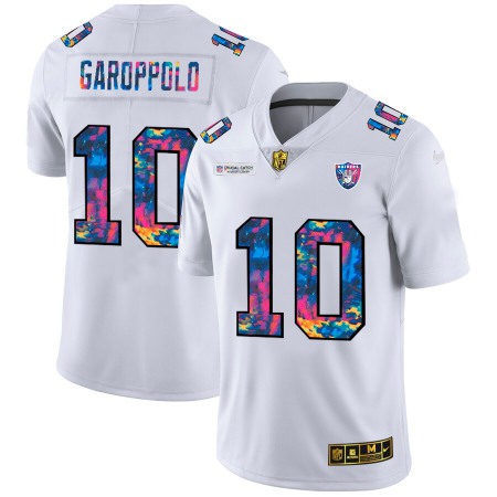 Las Vegas Raiders #10 Jimmy Garoppolo Men's White Nike Multi-Color 2020 NFL Crucial Catch Limited NFL Jersey