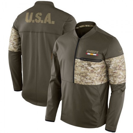 Men's Kansas City Chiefs Nike Olive Salute to Service Sideline Hybrid Half-Zip Pullover Jacket