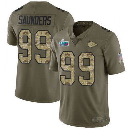 Nike Chiefs #99 Khalen Saunders Olive/Camo Super Bowl LVII Patch Men's Stitched NFL Limited 2017 Salute To Service Jersey