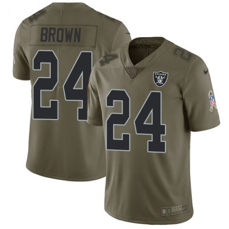 Nike Raiders #24 Willie Brown Olive Men's Stitched NFL Limited 2017 Salute To Service Jersey