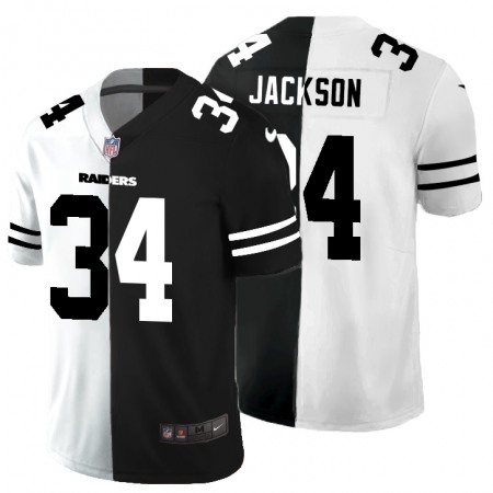 Las Vegas Raiders #34 Bo Jackson Men's Black V White Peace Split Nike Vapor Untouchable Limited NFL Jersey