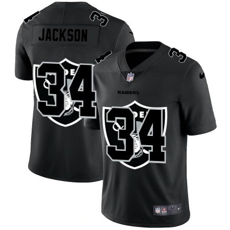 Las Vegas Raiders #34 Bo Jackson Men's Nike Team Logo Dual Overlap Limited NFL Jersey Black