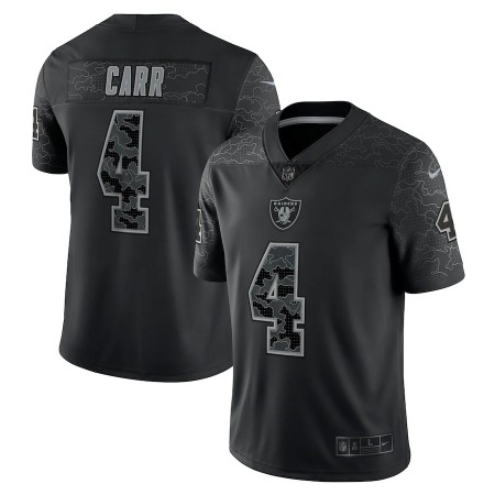 Las Vegas Raiders #4 Derek Carr Black Men's Nike NFL Black Reflective Limited Jersey