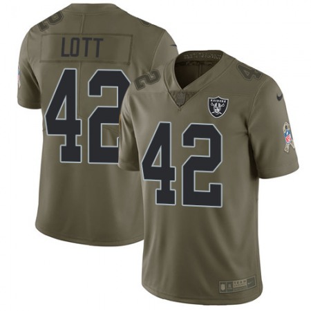 Nike Raiders #42 Ronnie Lott Olive Men's Stitched NFL Limited 2017 Salute To Service Jersey