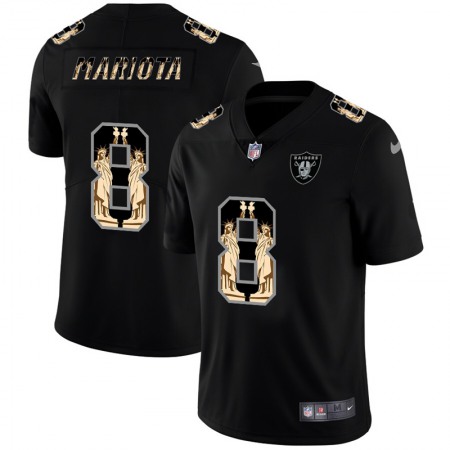 Las Vegas Raiders #8 Marcus Mariota Carbon Black Vapor Statue Of Liberty Limited NFL Jersey