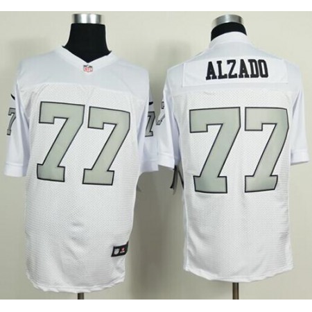 Nike Raiders #77 Lyle Alzado White Silver No. Men's Stitched NFL Elite Jersey