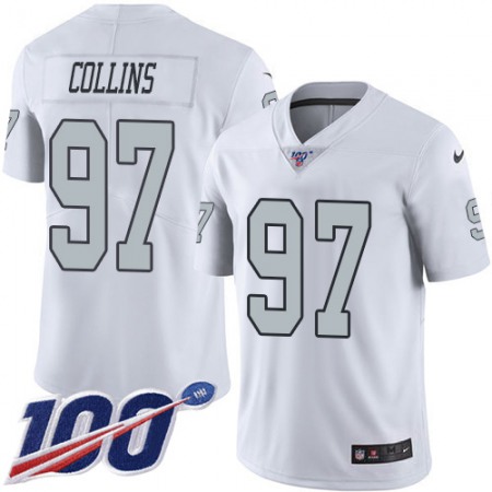 Nike Raiders #97 Maliek Collins White Men's Stitched NFL Limited Rush 100th Season Jersey