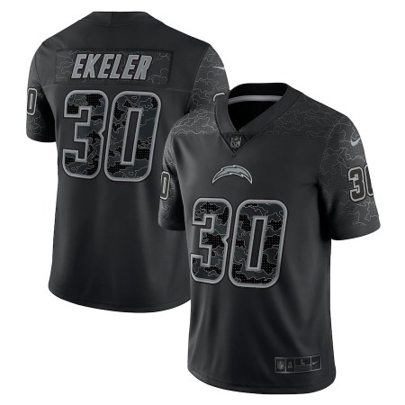 Los Angeles Chargers #30 Austin Ekeler Black Men's Nike NFL Black Reflective Limited Jersey