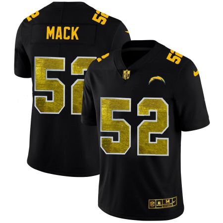 Los Angeles Chargers #52 Khalil Mack Men's Black Nike Golden Sequin Vapor Limited NFL Jersey