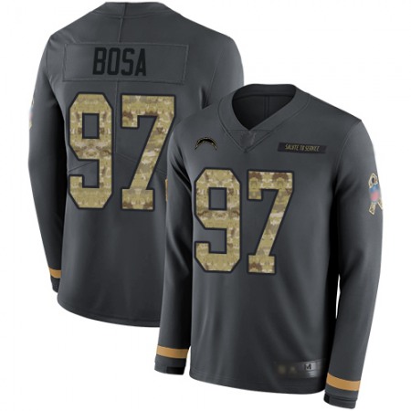 Nike Chargers #97 Joey Bosa Anthracite Salute to Service Men's Stitched NFL Limited Therma Long Sleeve Jersey